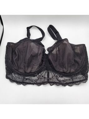 Elomi Black Lace Bra UK 38HH #2825